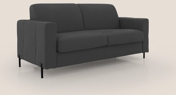 Ortensia divano letto materasso H18 cm con piedi alti in elegante micr
