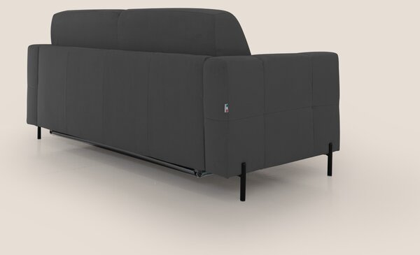Ortensia divano letto materasso H18 cm con piedi alti in elegante micr