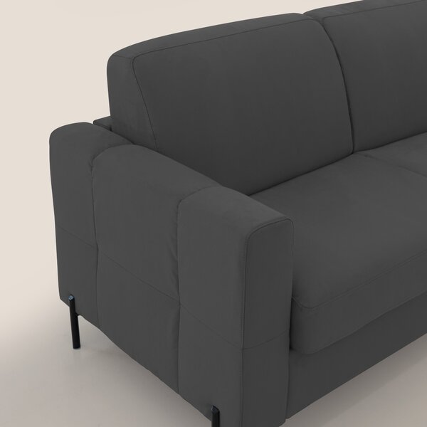 Ortensia divano letto materasso H18 cm con piedi alti in elegante micr