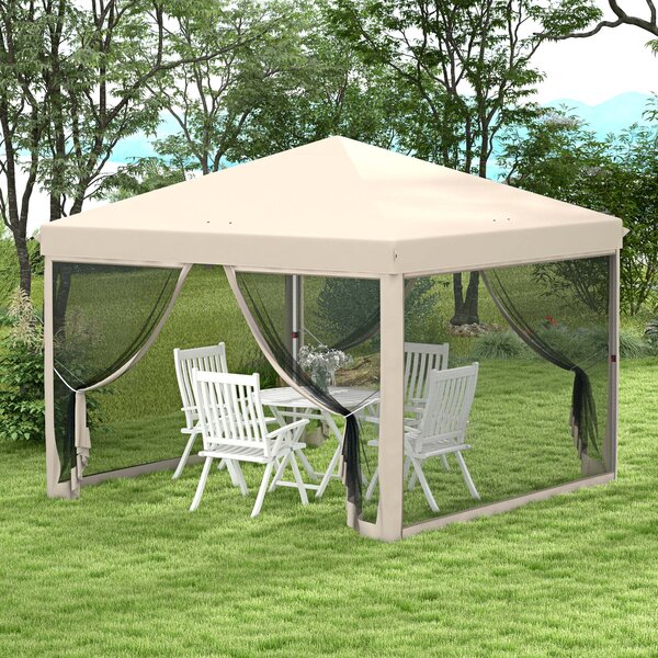 Outsunny Gazebo Barnum Pieghevole Pop-up impermeabilizzato Stile Coloniale 3L x 3l x 2,65H m 4 zanzariere + Sacca per il Trasporto