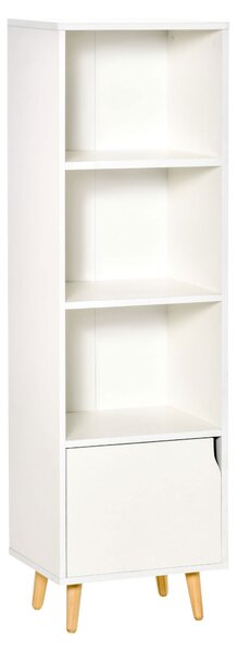 Libreria con 3 Ripiani e 1 Armadietto 40x30x129,5 cm in Legno Bianco
