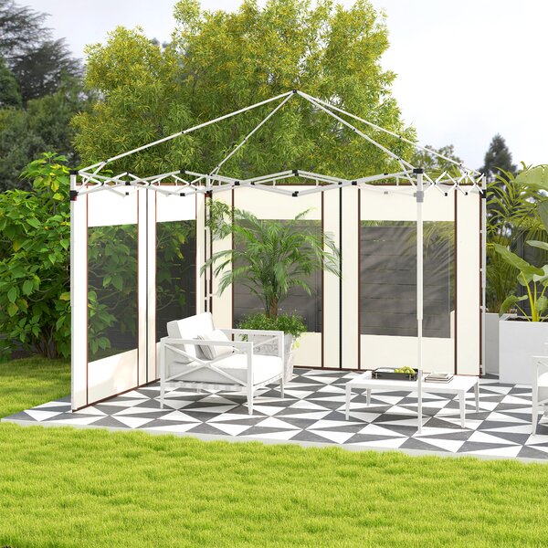 Outsunny Set da 2 pannelli laterali per gazebo con porte e finestre con zip, per gazebo pop-up da 3x3m o 3x6m