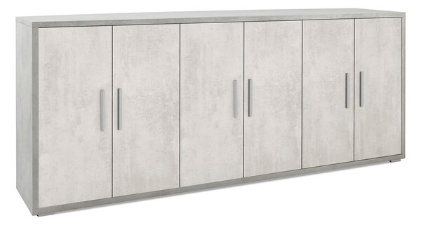 Mobile Basso 6 Ante 203x84x41 cm Cemento/Ossido Bianco