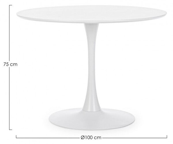 Tavolo Ø100x75h cm Bloom Bianco Opaco