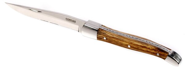 Set 6 Coltelli da Bistecca Lama Seghettata Manico in Legno Steak Alps