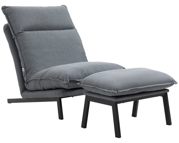 Poltrona Relax Reclinabile con Pouf Poggiapiedi 74x100x94 cm in Tessuto Grigio Chiaro