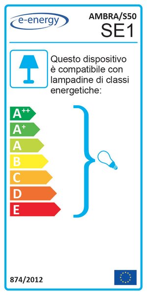 Sospensione D50 1xE27 Montatura Marrone Ramato Vetro Ambra-Verderde E-Energy Ambra