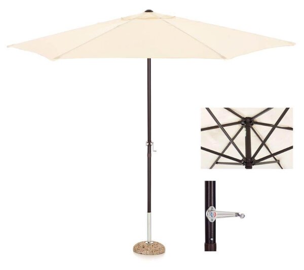 Ombrellone da Giardino Ø3 m Palo Ø38 mm in Ferro e Poliestere Garden Ecrù