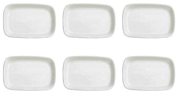 Set 6 Vassoi Snack Rettangolari 13x9x1,5 cm in Porcellana Allluminica Kaleidos Aluxina Bianchi