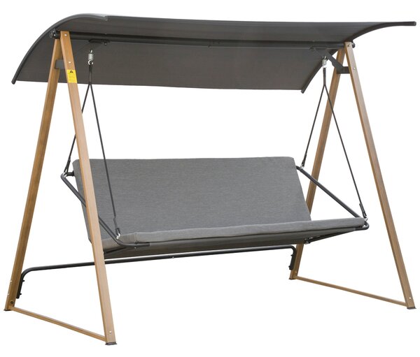 Dondolo 3 Posti da Giardino 224x133x173 cm in Acciaio Grigio