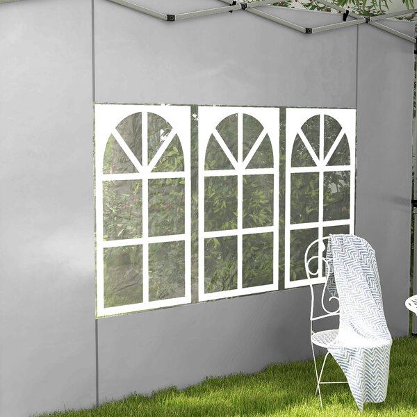Outsunny Set di 2 pannelli laterali per gazebo da 3 x 3 m/3 x 4 m, pannello per gazebo con finestra 295 x 195 cm grigio chiaro