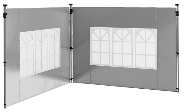 Outsunny Set di 2 pannelli laterali per gazebo da 3 x 3 m/3 x 4 m, pannello per gazebo con finestra 295 x 195 cm grigio chiaro