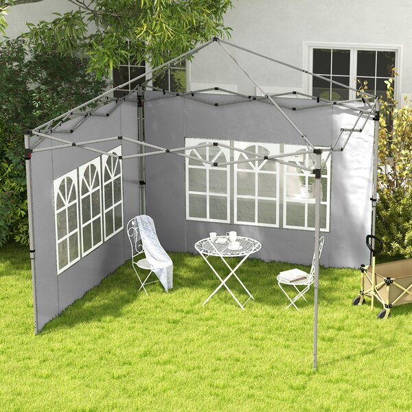 Outsunny Set di 2 pannelli laterali per gazebo da 3 x 3 m/3 x 4 m, pannello per gazebo con finestra 295 x 195 cm grigio chiaro