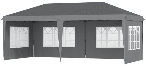 Outsunny Pergola pop-up pieghevole - tettoia per eventi - 3 x 6 m 3 lati rimovibili grigio