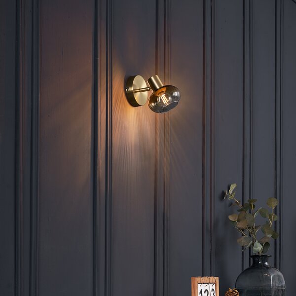 Faretto da soffitto moderno oro con vetro ambra rotondo - Teddy