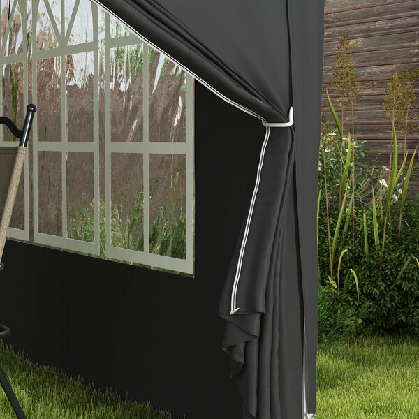Outsunny Tendone da giardino tenda da ricevimento barnum pop-up pieghevole 3 x 3 m 4 pareti rimovibili + sacca per il trasporto nero