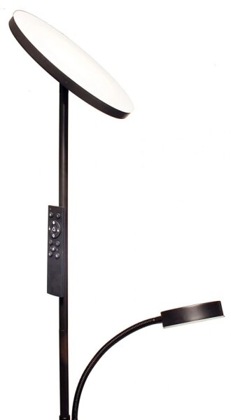 Lampada da terra LED dimmerabile NORA, 25W 230V (2200/3000/4000K) + LED 5W 3000K, nera, con telecomando