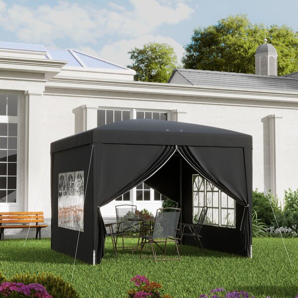 Outsunny Tendone da giardino tenda da ricevimento barnum pop-up pieghevole 3 x 3 m 4 pareti rimovibili + sacca per il trasporto nero
