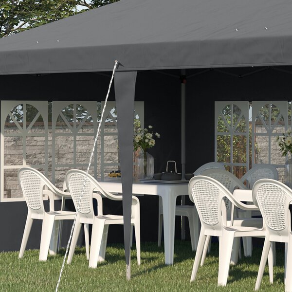 Outsunny Pergola pop-up pieghevole - tettoia per eventi - 3 x 6 m 3 lati rimovibili grigio