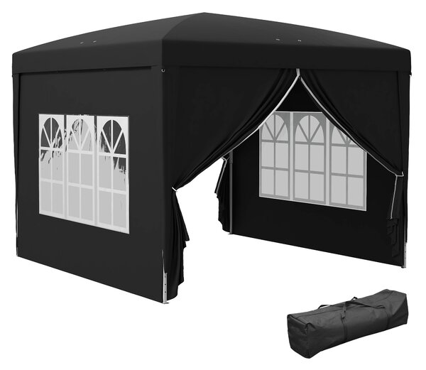 Outsunny Tendone da giardino tenda da ricevimento barnum pop-up pieghevole 3 x 3 m 4 pareti rimovibili + sacca per il trasporto nero