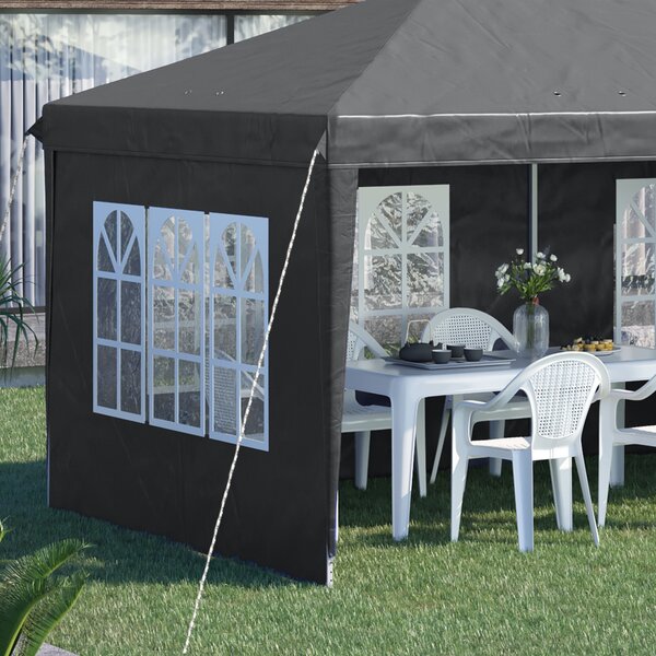 Outsunny Pergola pop-up pieghevole - tettoia per eventi - 3 x 6 m 3 lati rimovibili grigio