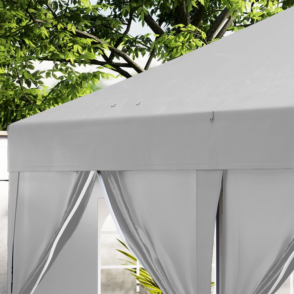 Outsunny Gazebo da giardino esterno gazebo pieghevole 3 x 6 m con 6 pareti laterali, borsa inclusa, grigio
