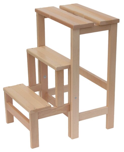 Sgabello Scaletta 60x40x46 cm in Legno Naturale