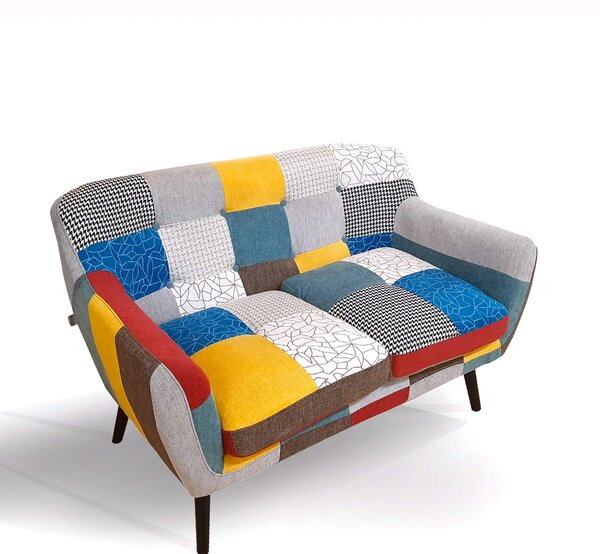 Divano 2 Posti 130x80x68 cm in Tessuto Patchwork