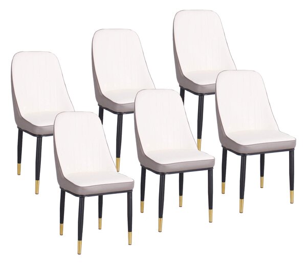 Set 6 Sedie Imbottite 45x42x92 cm in Similpelle Bianchi