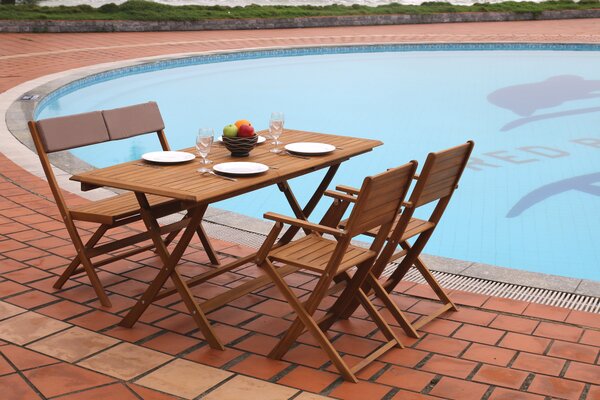 Panchina Pieghevole 2 Posti da Giradino 88x53x92 cm in Legno Naturale