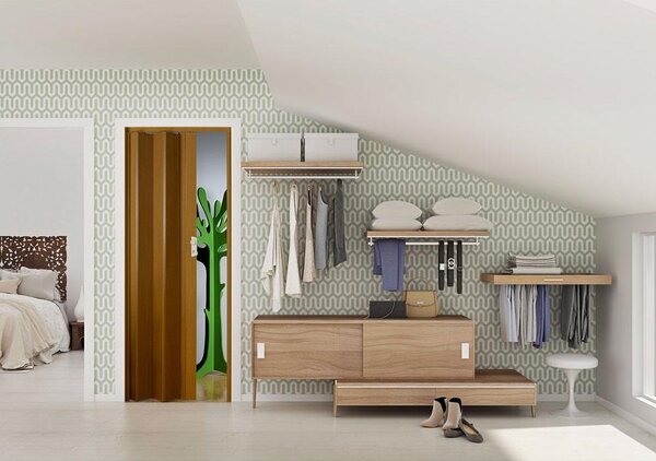 Porta a Soffietto da Interno 83x214 cm in PVC Caroline Legno Scuro