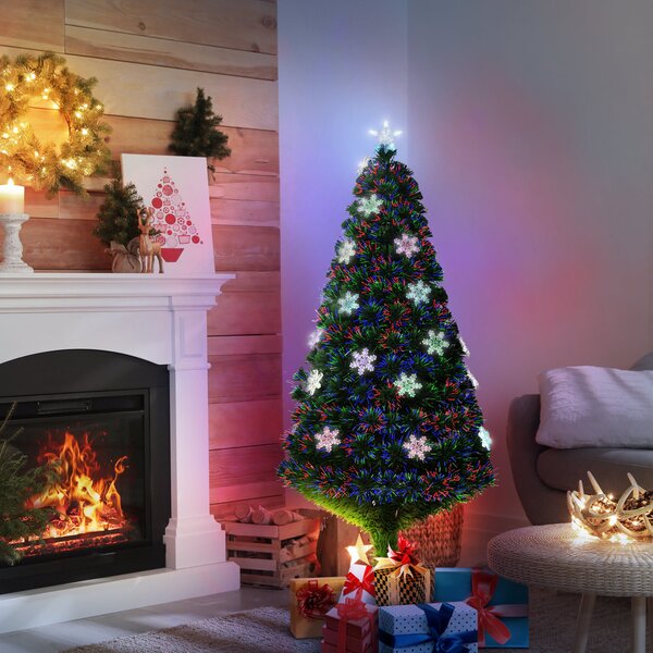 Albero di Natale Artificiale 150 cm 20 luci LED a Forma di Cristallo di Neve