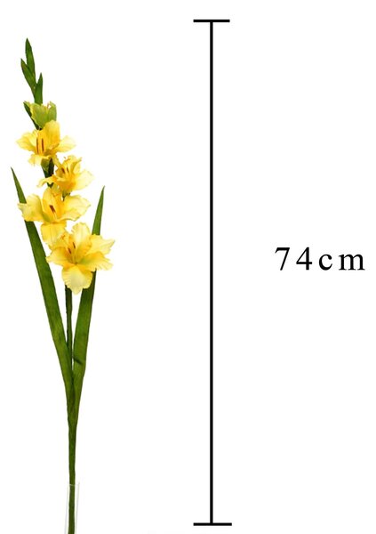 Set 8 Fiori Artificiali di Gladiolo Mini Altezza 74 cm Giallo