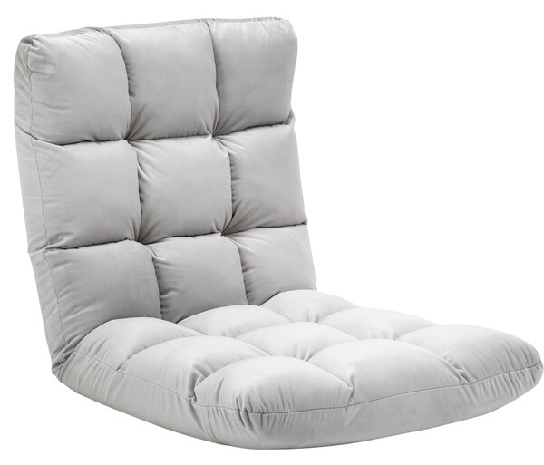 Poltrona Relax da Terra 71x55x53,5 cm Schienale Reclinabile in Flanella Poliestere Grigio Chiaro