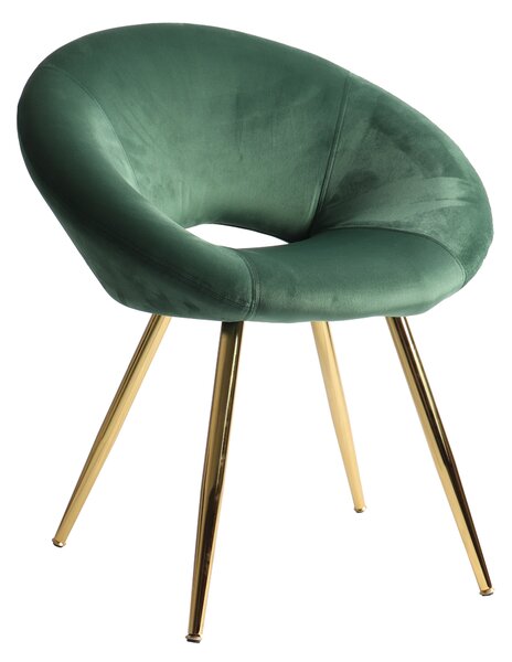 Poltrona 66x61x76 cm in Tessuto Vellultato Oro/Verde Scuro