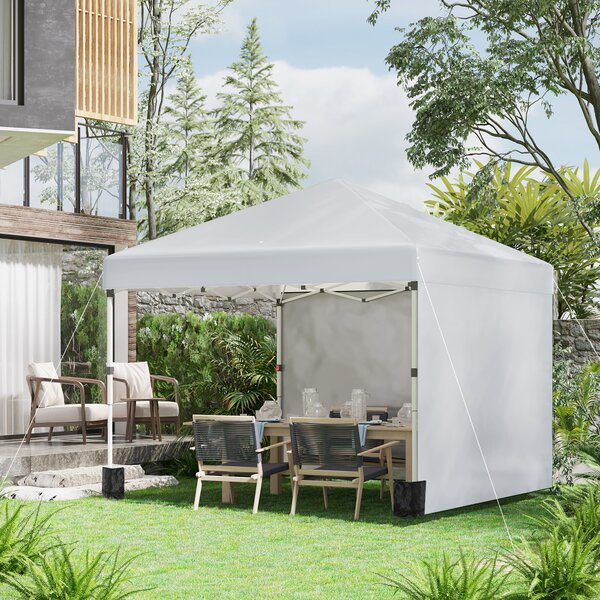 Outsunny Gazebo da giardino pop-up pieghevole regolabile in altezza protezione UV 30+ 2 pareti laterali sacchetto di trasporto incluso