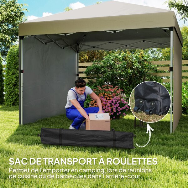 Outsunny Gazebo da giardino pieghevole pop-up regolabile in altezza protezione UV 30+ 2 pareti laterali sacca di trasporto inclusa