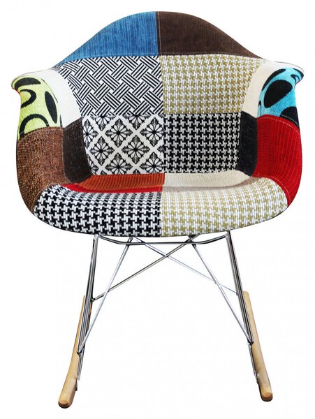 Poltrona Dondolo Moritz 53x47x82 h cm in Legno Patchwork