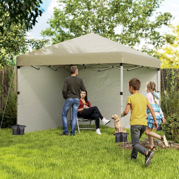 Outsunny Gazebo da giardino pieghevole pop-up regolabile in altezza protezione UV 30+ 2 pareti laterali sacca di trasporto inclusa