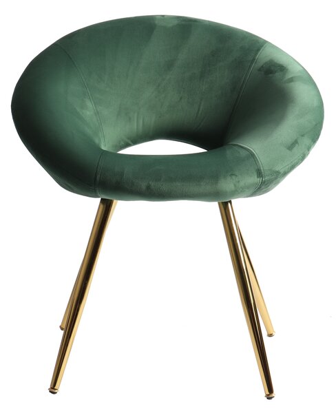 Poltrona 66x61x76 cm in Tessuto Vellultato Oro/Verde Scuro
