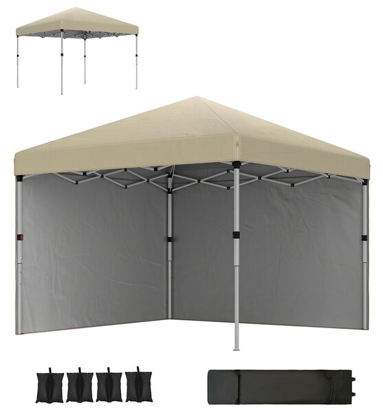 Outsunny Gazebo da giardino pieghevole pop-up regolabile in altezza protezione UV 30+ 2 pareti laterali sacca di trasporto inclusa