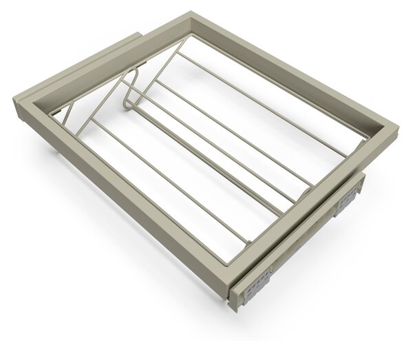 Kit Cassetto Portascarpe e Telaio per Armadio 600 mm in Alluminio e Plastica Emuca Grigio Pietra