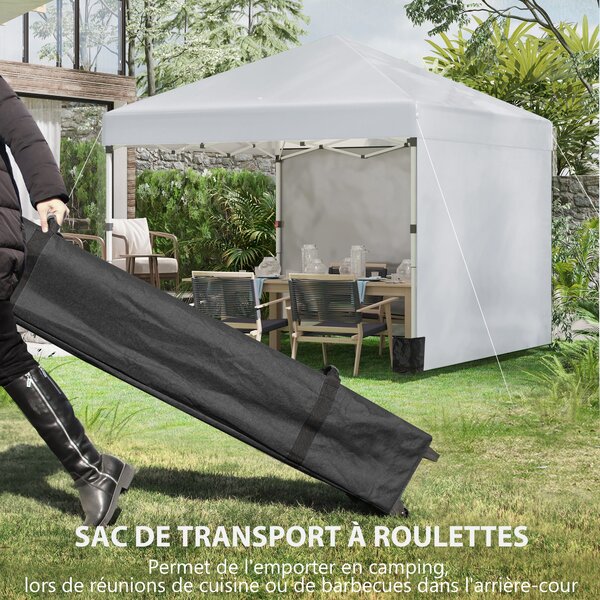 Outsunny Gazebo da giardino pop-up pieghevole regolabile in altezza protezione UV 30+ 2 pareti laterali sacchetto di trasporto incluso