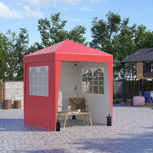 Outsunny Gazebo da giardino pop-up automatico pieghevole, regolabile in altezza e protezione UV 30+ 3 pareti laterali, rosso | Aosom Italy