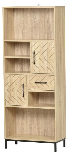 Libreria 60x30x150 cm con Ante e Cassetti in Legno