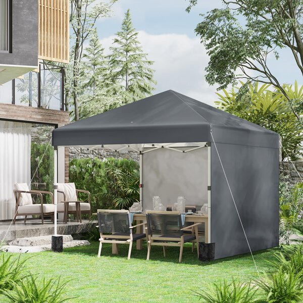 Outsunny Pergola da giardino pop-up pieghevole regolabile in altezza protezione UV 30+ 2 pareti laterali sacco di trasporto incluso