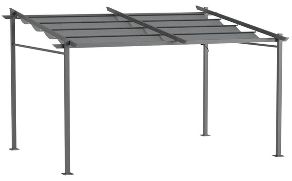 Outsunny Pergola retrattile 4 x 3 m struttura metallo resina epossidica anticorrosione telo Poliestere 180 g/m² Incluso Grigio