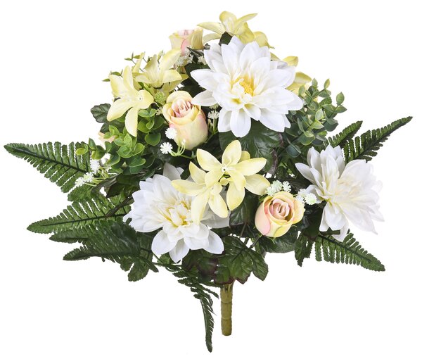 Set 2 Bouquet Artificiali con Dalie Bianche e Champagne