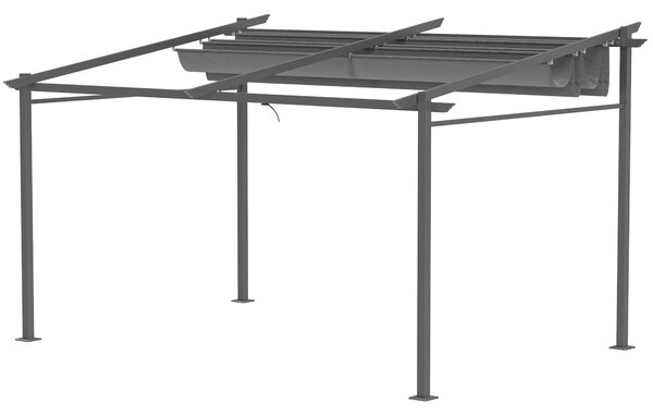 Outsunny Pergola retrattile 4 x 3 m struttura metallo resina epossidica anticorrosione telo Poliestere 180 g/m² Incluso Grigio