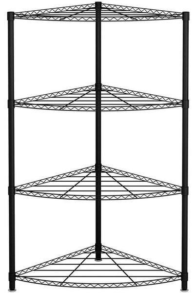 Scaffale Angolare 4 Ripiani 44x44x117 cm in Metallo Ford Nero